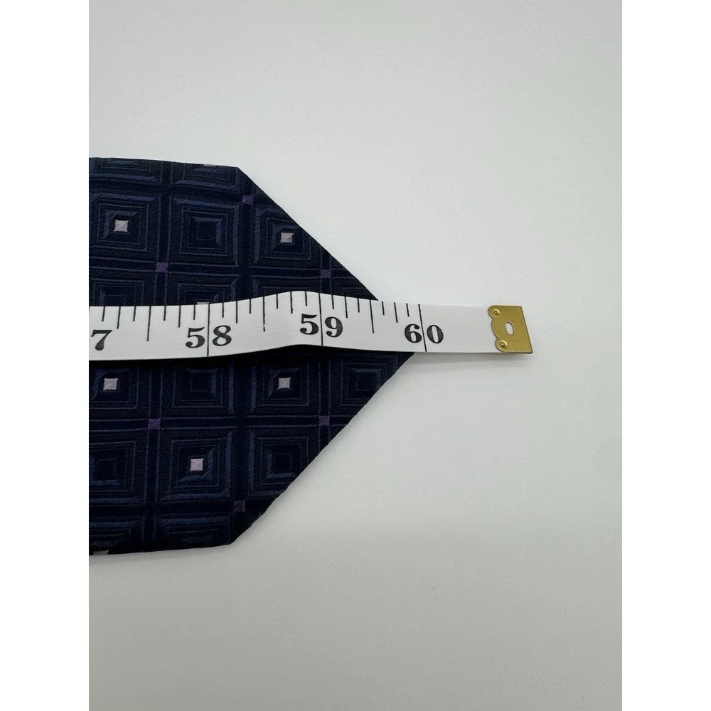 Michael Kors Tie Blue Geometric Square‎ Pattern Silk Blend Classic Mens Necktie